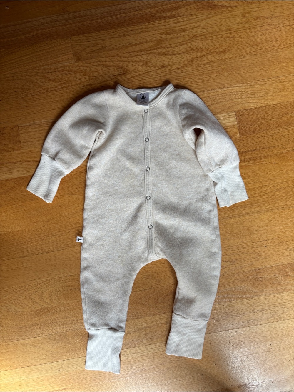 Neutral Cream Snap-Front One-Piece Bodysuit for Kids